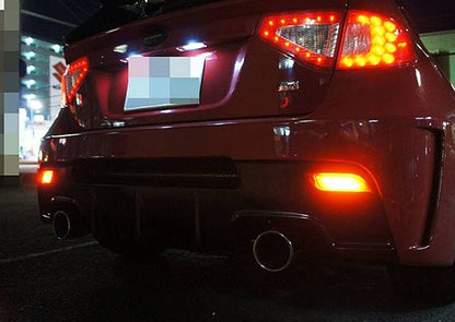 2x LED Bumper Reflector Assembly Black Smoked lens Tail Brake Light Red 2008+ Subaru Impreza