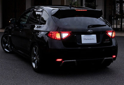 2x LED Bumper Reflector Assembly Black Smoked lens Tail Brake Light Red 2008+ Subaru Impreza
