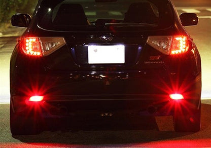 2x LED Bumper Reflector Assembly Black Smoked lens Tail Brake Light Red 2008+ Subaru Impreza