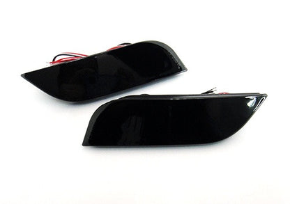 2x LED Bumper Reflector Assembly Black Smoked lens Tail Brake Light Red 2008+ Subaru Impreza