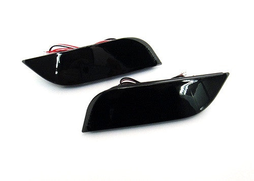 2x LED Bumper Reflector Assembly Black Smoked lens Tail Brake Light Red 2008+ Subaru Impreza