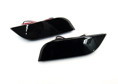 2x LED Bumper Reflector Assembly Black Smoked lens Tail Brake Light Red 2008+ Subaru Impreza