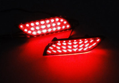 2x LED Bumper Reflector Assembly Black Smoked lens Tail Brake Light Red 2008+ Subaru Impreza