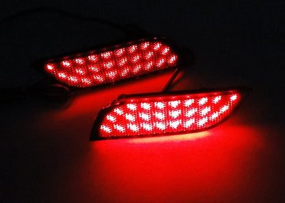 2x LED Bumper Reflector Assembly Black Smoked lens Tail Brake Light Red 2008+ Subaru Impreza