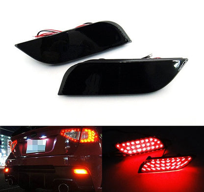2x LED Bumper Reflector Assembly Black Smoked lens Tail Brake Light Red 2008+ Subaru Impreza