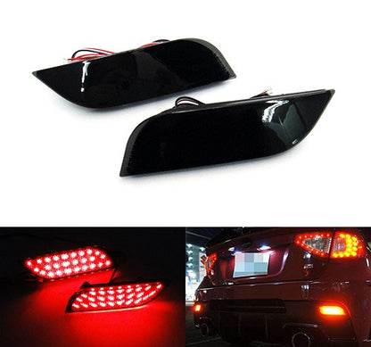 2x LED Bumper Reflector Assembly Black Smoked lens Tail Brake Light Red 2008+ Subaru Impreza