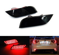 2x LED Bumper Reflector Assembly Black Smoked lens Tail Brake Light Red 2008+ Subaru Impreza