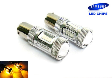 2 pieces of 15 SAMSUNG High Power 2835 SMD LED PY21W 581 BAU15s Light bulb 15W amber