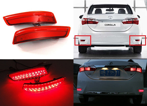 2x LED Bumper Reflector Assembly Red lens Tail Brake Light Red 2012+ Lexus ES GS Corolla