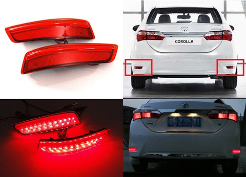 2x LED Bumper Reflector Assembly Red lens Tail Brake Light Red 2012+ Lexus ES GS Corolla
