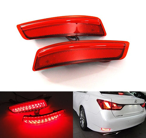 2x LED Bumper Reflector Assembly Red lens Tail Brake Light Red 2012+ Lexus ES GS Corolla
