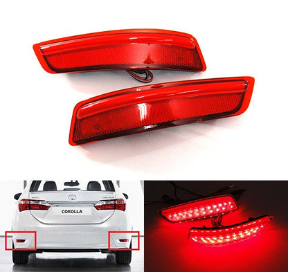 2x LED Bumper Reflector Assembly Red lens Tail Brake Light Red 2012+ Lexus ES GS Corolla