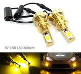 2 pieces of H7 (499) High Power COB LED HeadLight Fog Light bulb 60W 3000lm yellow