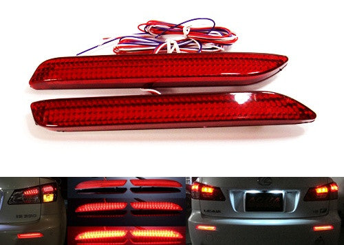 2 pieces of LED Bumper Reflector Red lens Tail Brake Light lamp Red Alphard 08+
