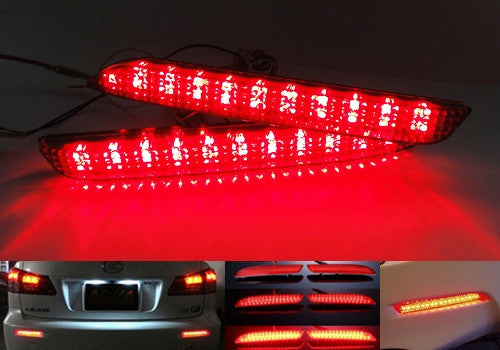 2 pieces of LED Bumper Reflector Red lens Tail Brake Light lamp Red Alphard 08+