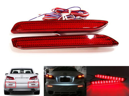 2 pieces of LED Bumper Reflector Red lens Tail Brake Light lamp Red Alphard 08+