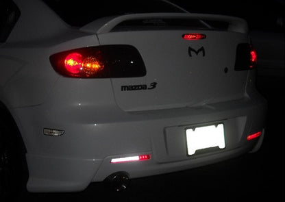 2x LED Bumper Reflector Red lens Tail Brake Light lamp Red 04-09 Mazda3 Mazdaspeed3