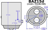 2 pieces of 566 BAZ15d 7225 P21/4W 10x CREE XB-D LED Projector Light bulb 50W red